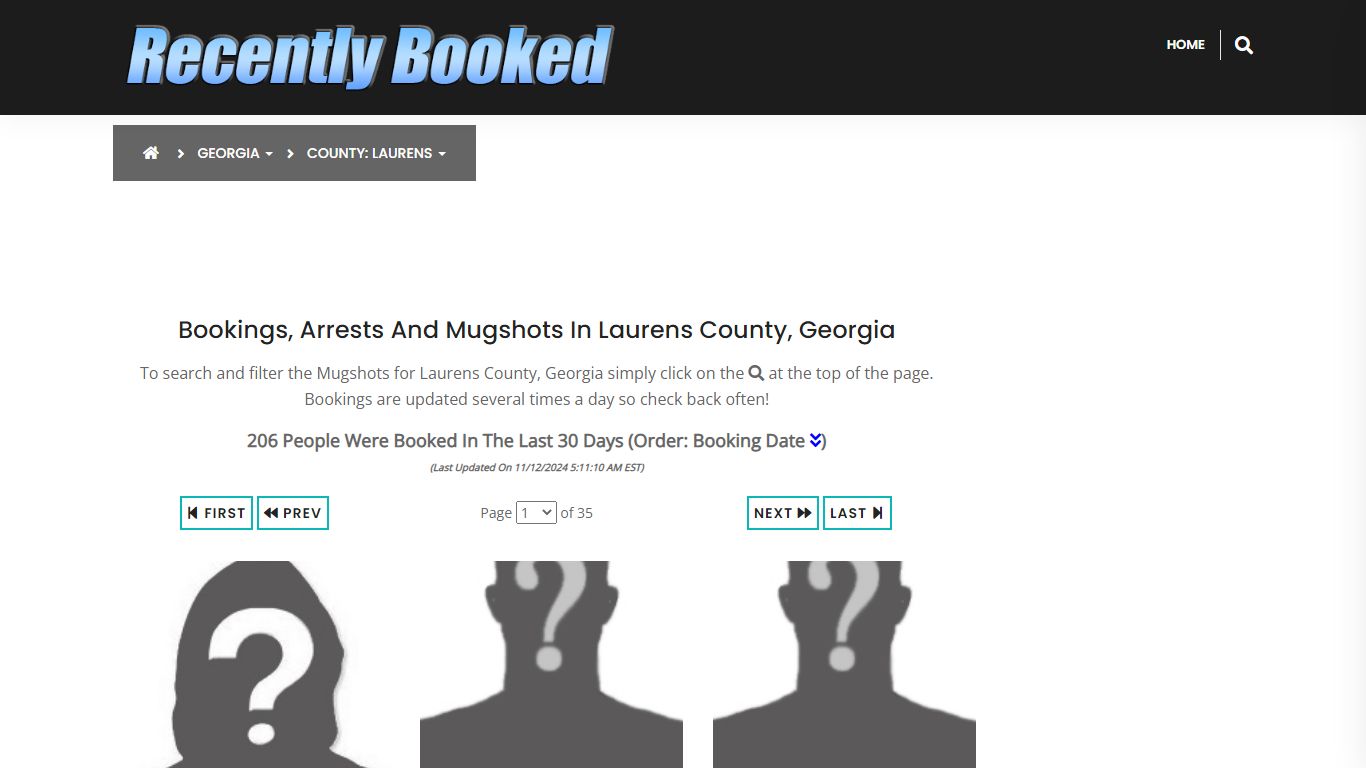 Bookings, Arrests and Mugshots in Laurens County, Georgia - Recently Booked